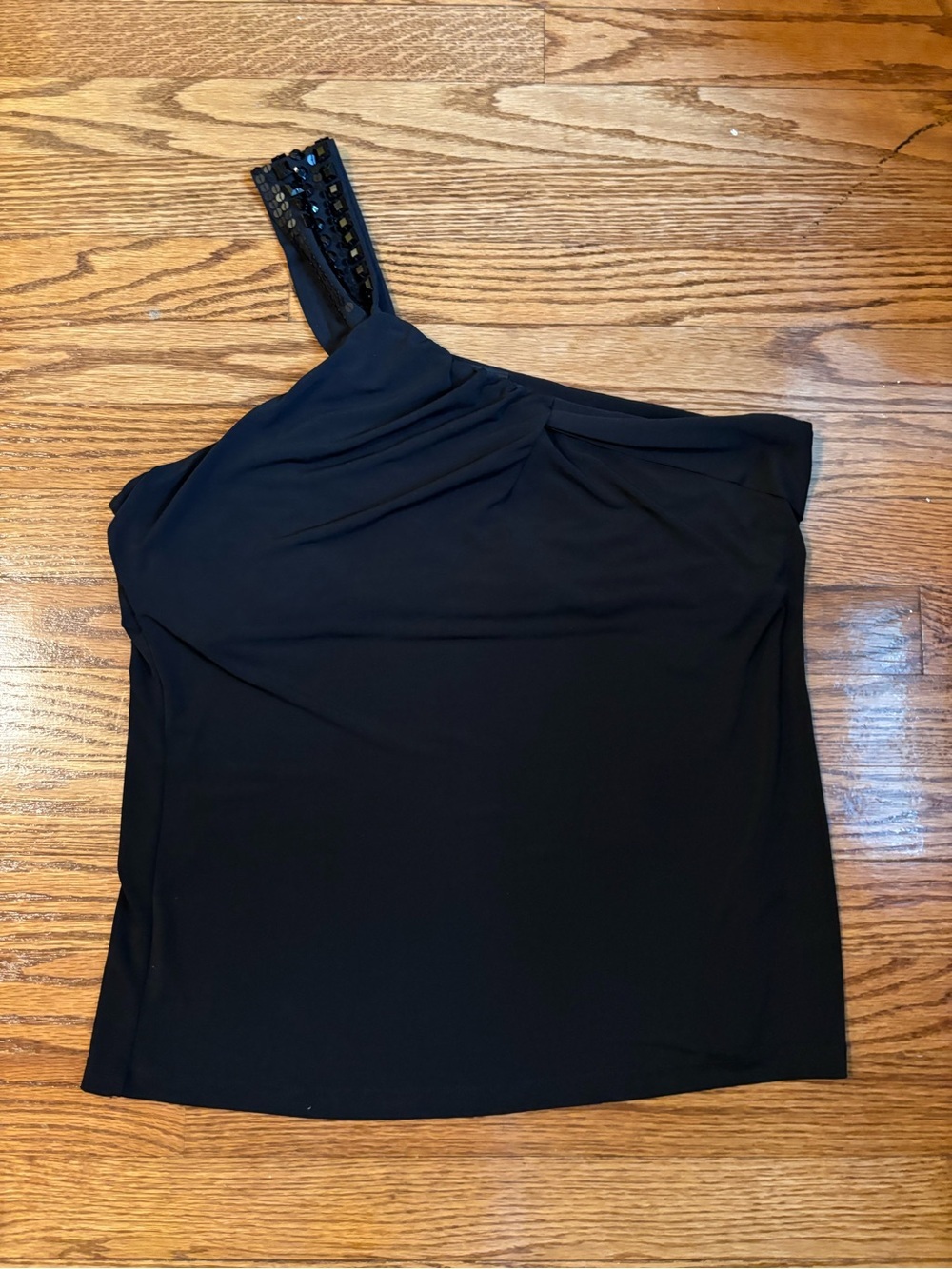 The Limited One Shoulder Black Embellished Blouse Top Women's Large